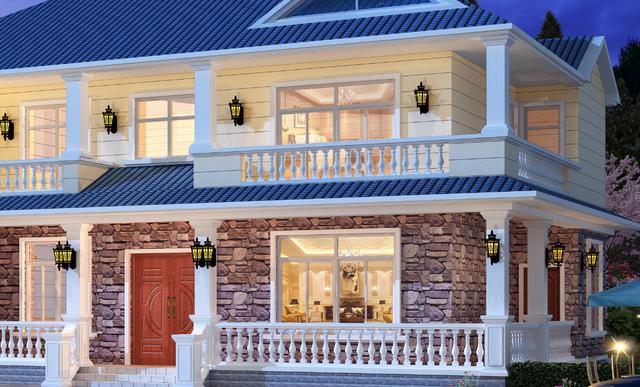 占地180平二層田園風(fēng)別墅設(shè)計(jì)圖，30萬(wàn)以?xún)?nèi)建成，一點(diǎn)也不比城里的差。