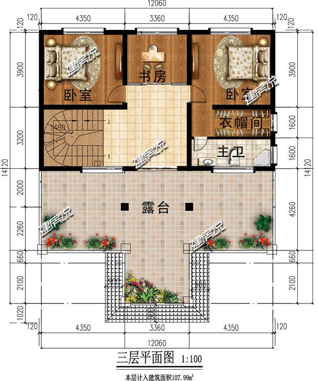 占地148平三層豪華別墅設(shè)計(jì)圖，牛轟轟的，還娶了城里媳婦