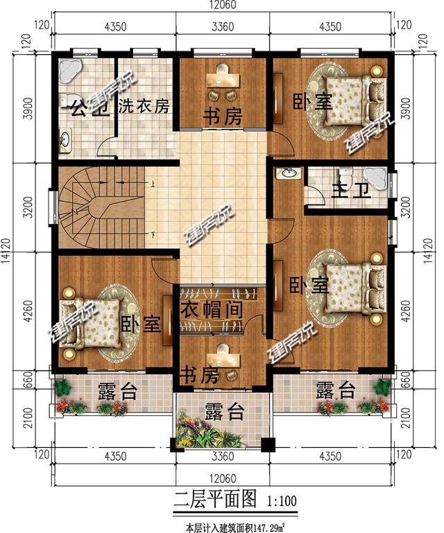 占地148平三層豪華別墅設(shè)計(jì)圖，牛轟轟的，還娶了城里媳婦