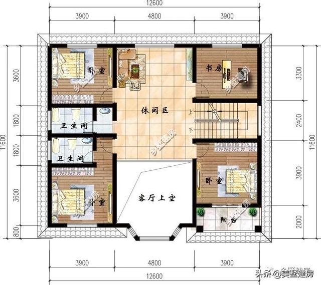 12.6X11.6米二層歐式別墅設(shè)計圖，二十幾萬建成，小日子過得別提多美。
