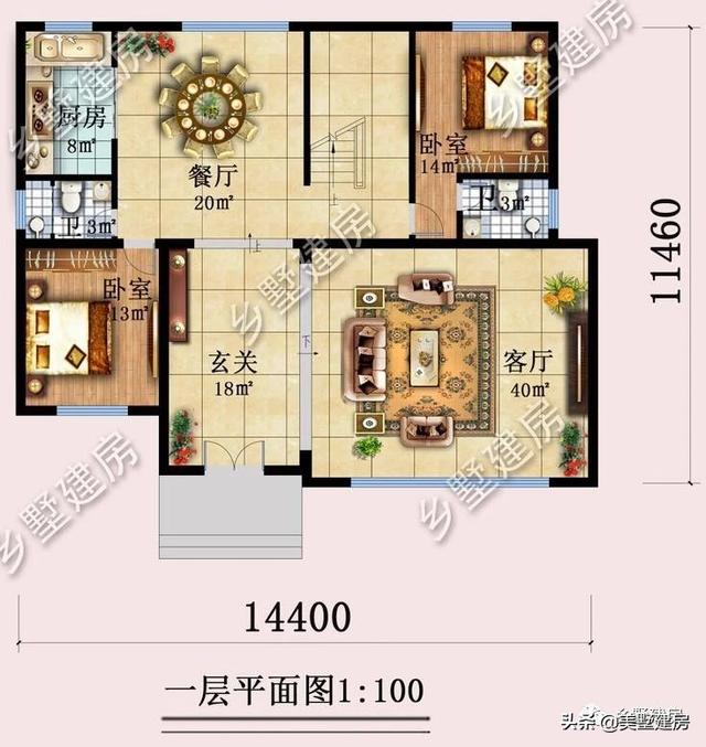 獨(dú)棟三層歐式別墅設(shè)計(jì)圖，主體造價(jià)35萬(wàn)，落地窗+樓中樓完美設(shè)計(jì)，太贊了！