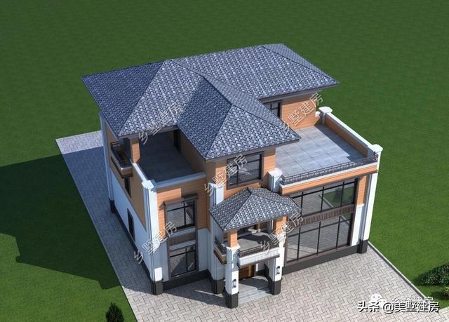 獨(dú)棟三層歐式別墅設(shè)計(jì)圖，主體造價(jià)35萬(wàn)，落地窗+樓中樓完美設(shè)計(jì)，太贊了！