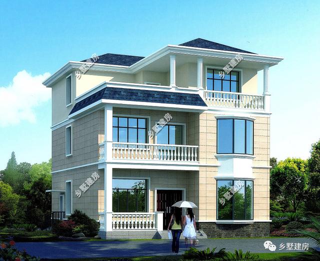 14.7×16.2米三層歐式別墅設(shè)計(jì)圖，簡(jiǎn)約而不簡(jiǎn)單，挑空客廳設(shè)計(jì)，這樣的房子真的美極了