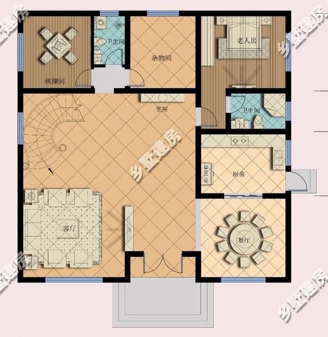 14.7×16.2米三層歐式別墅設(shè)計(jì)圖，簡(jiǎn)約而不簡(jiǎn)單，挑空客廳設(shè)計(jì)，這樣的房子真的美極了