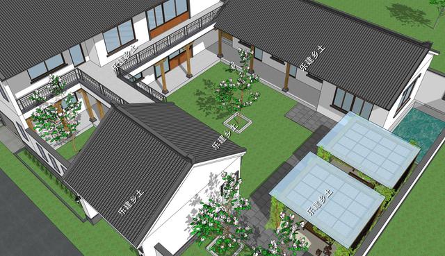 占地327平的中式三合院住宅設(shè)計(jì)圖，百年傳承，融合創(chuàng)新。