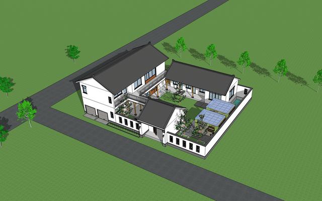 占地327平的中式三合院住宅設(shè)計(jì)圖，百年傳承，融合創(chuàng)新。