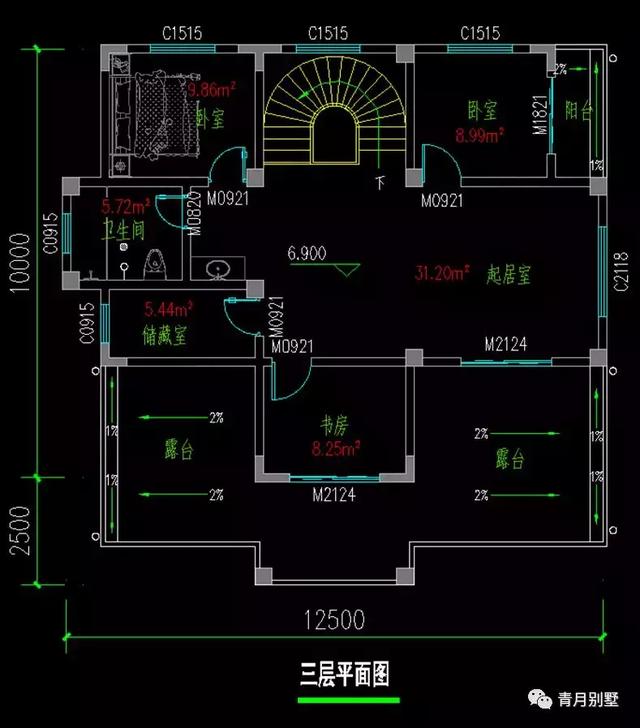 占地131平三層小別墅設(shè)計圖，時尚亮麗，帶大露臺，非常實用。