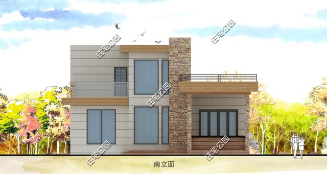 在滿是歐式洋樓的農(nóng)村里，建一棟這樣的現(xiàn)代風(fēng)格住宅一定很亮眼！