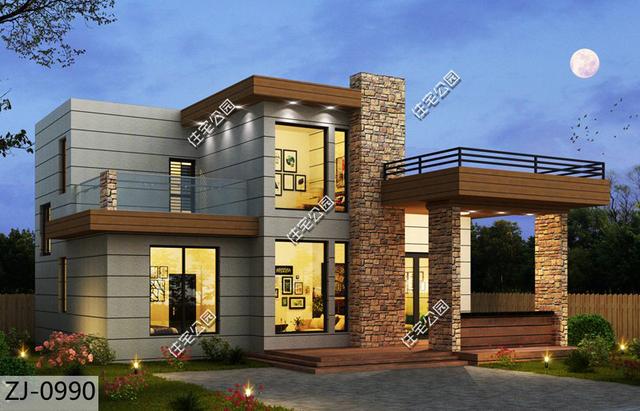 在滿是歐式洋樓的農(nóng)村里，建一棟這樣的現(xiàn)代風(fēng)格住宅一定很亮眼！