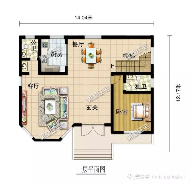 14.4x12.17米三層農村自建房，回家建一棟大氣優(yōu)雅的別墅，倍有面子。