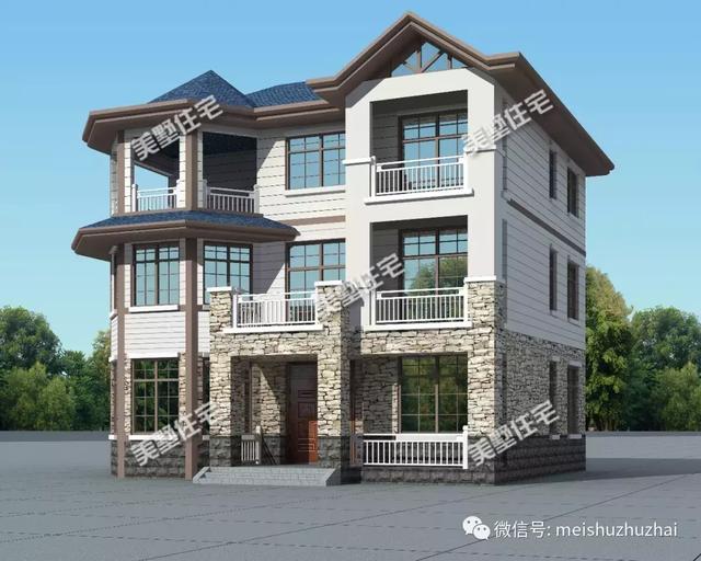 14.4x12.17米三層農村自建房，回家建一棟大氣優(yōu)雅的別墅，倍有面子。