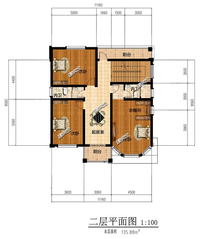 11.16米x11.48米三層農(nóng)村小樓設(shè)計(jì)圖，精致漂亮，適合農(nóng)村自建。