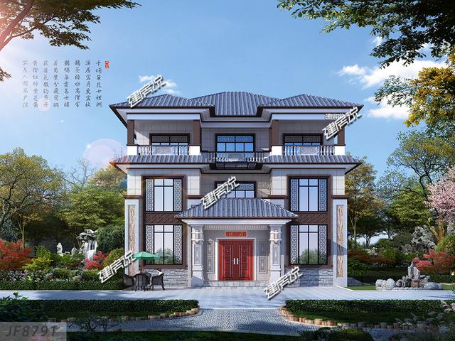 占地223平三層新中式別墅，蓋在青山綠水間，一定是一道再靚麗不過的風景線了。