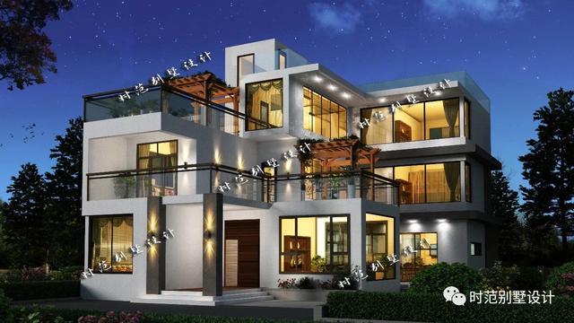 獨一無二的三層現(xiàn)代小樓設(shè)計圖，內(nèi)配多露臺陽臺,見了畢生難忘。