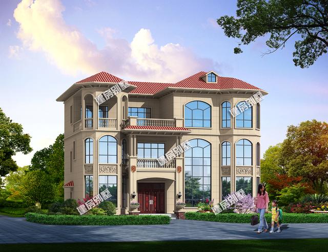 帶涼亭和露臺的三層農(nóng)村自建房，超大堂屋設(shè)計，一棟四開間，豪華氣派！