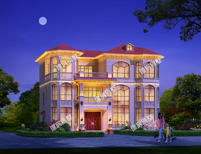 帶涼亭和露臺的三層農(nóng)村自建房，超大堂屋設(shè)計，一棟四開間，豪華氣派！