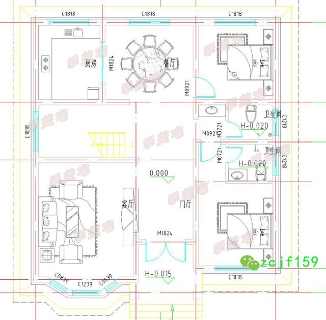 兩層新農(nóng)村住宅設(shè)計圖，占地130平米，內(nèi)部戶型設(shè)計合理，符合年輕人的一款。