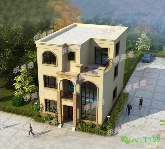 三層平屋頂農(nóng)村別墅，簡約現(xiàn)代歐式風(fēng)，多窗戶設(shè)計(jì)，南北通透。