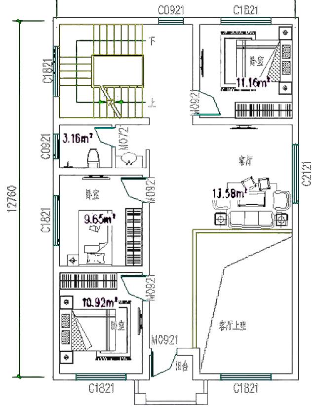 三層平屋頂農(nóng)村別墅，簡約現(xiàn)代歐式風(fēng)，多窗戶設(shè)計(jì)，南北通透。