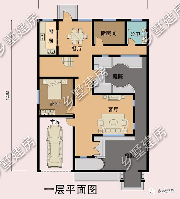 新中式二層小樓設(shè)計(jì)圖，帶車庫，設(shè)計(jì)新穎，經(jīng)濟(jì)實(shí)用，看完，你就信服了！
