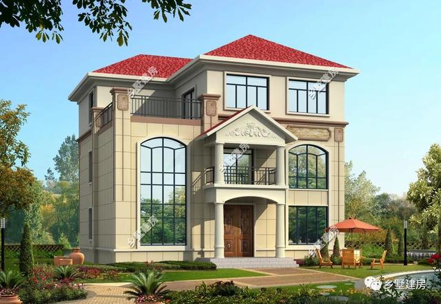 三層歐式農(nóng)村小別墅設(shè)計(jì)圖，時(shí)尚大氣，多窗設(shè)計(jì)，建上一棟比城里買房要好太多了！