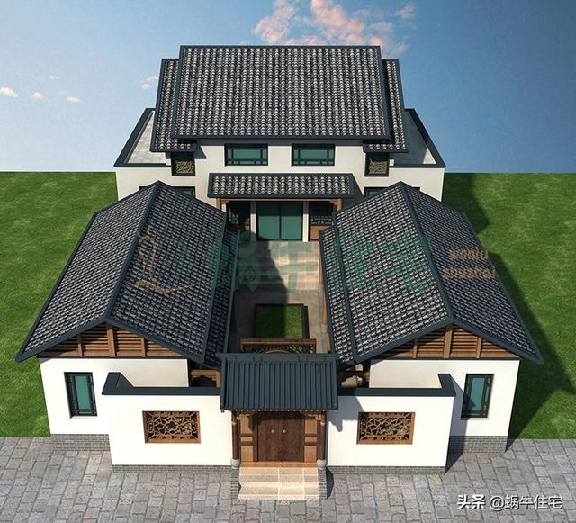 農村最美中式三合院，在農村建一棟簡直是一道與眾不同的風景線。