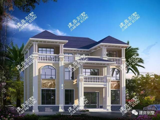 三層歐式別墅設(shè)計圖，客廳挑空，第一棟相對來說戶型更大。