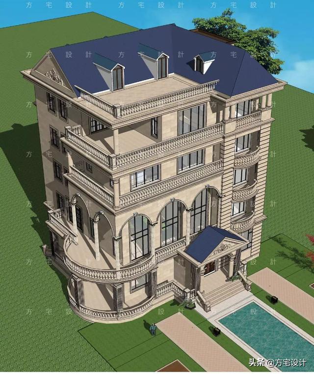 占地270平的五層豪華別墅設(shè)計(jì)圖，帶效果圖和施工圖。