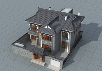 農(nóng)村二層中式古典別墅圖片，帶院子，帶地下室