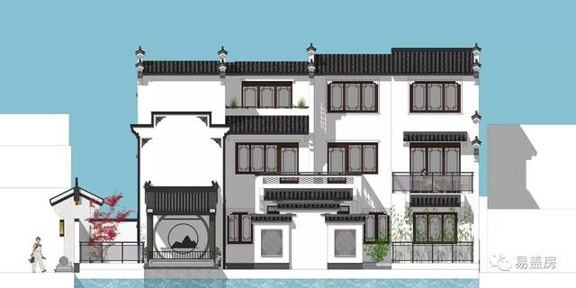 15.9m×11.2m三層新中式別墅，56萬建成，過起了江南鄉(xiāng)村生活。