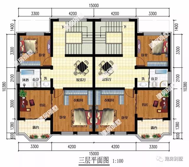 兩棟面寬接近的三層雙拼自建房，加深兩家人的兄弟感情。