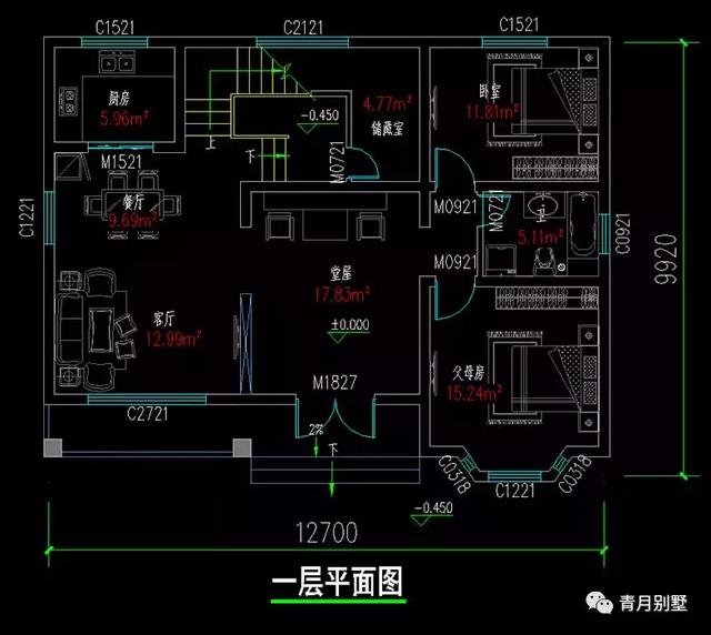 占地127平的農(nóng)村小別墅自建房，戶型通透，占地面積適中，適合農(nóng)村自建。