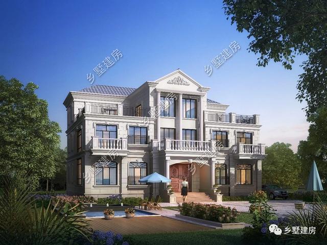現(xiàn)代的歐式三層大自建別墅設(shè)計(jì)圖，大氣時(shí)尚，看一眼就非常喜歡。