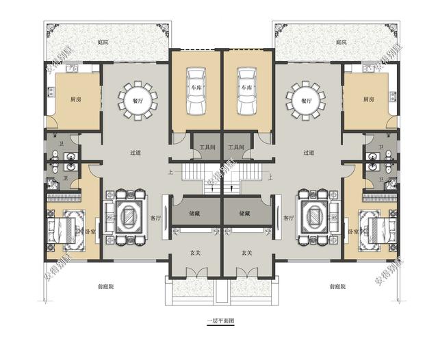 兄弟雙拼合建新中式雙拼別墅，造型新穎大氣，平面布局合理，全村上下沒有人不羨慕。