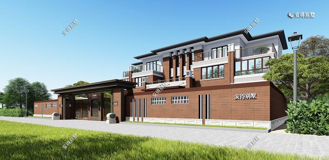 兄弟雙拼合建新中式雙拼別墅，造型新穎大氣，平面布局合理，全村上下沒有人不羨慕。