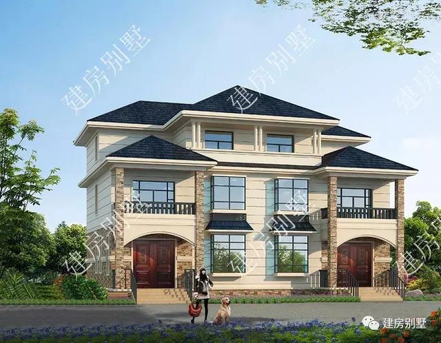 17×10.8三層兄弟雙拼別墅設(shè)計圖，回老家建房子就建雙拼的，感情才能更好。