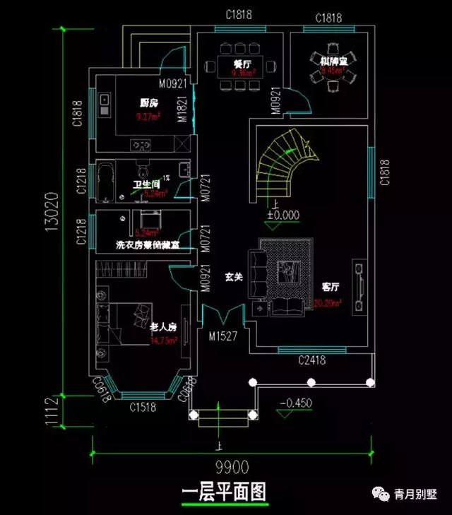 占地128平三層小樓設(shè)計圖，高端大方，不容錯過的好戶型。