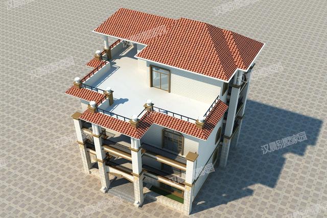 15米x13.8米三層半四層農(nóng)村別墅設(shè)計(jì)圖，復(fù)式大客廳，簡(jiǎn)單大氣。你喜歡嗎？