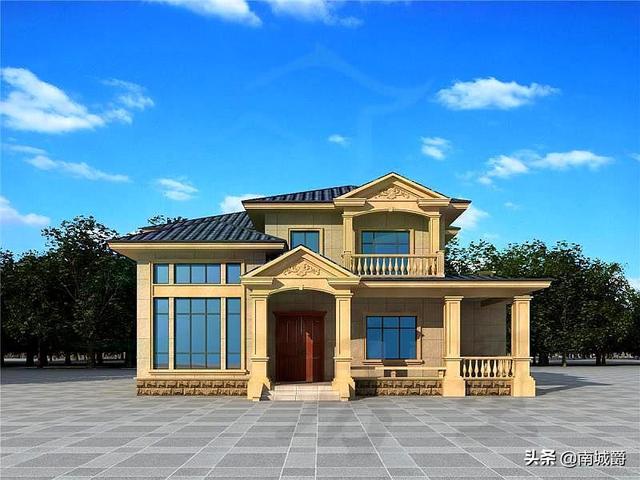 兩層歐式獨棟別墅設計圖，豪華又不俗氣，建在村里想低調都難。