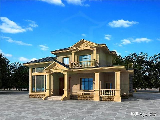 兩層歐式獨棟別墅設計圖，豪華又不俗氣，建在村里想低調都難。