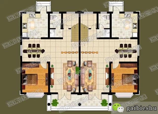 二層兄弟雙拼別墅設(shè)計圖，建造這樣的戶型，幾十年不過時，實用耐看。