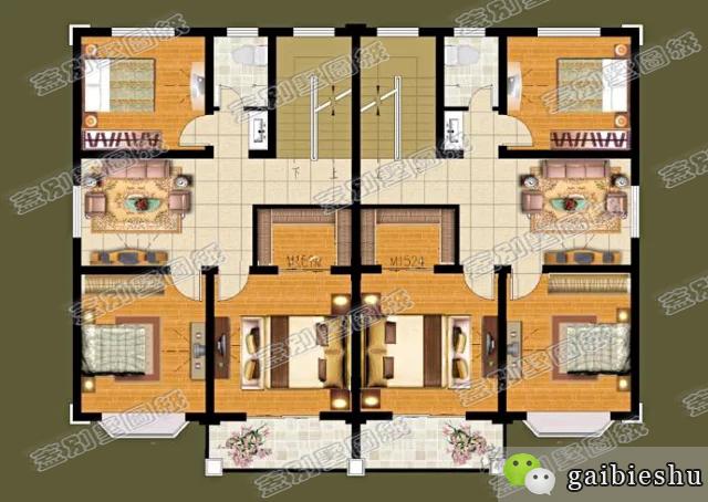 二層兄弟雙拼別墅設(shè)計圖，建造這樣的戶型，幾十年不過時，實用耐看。