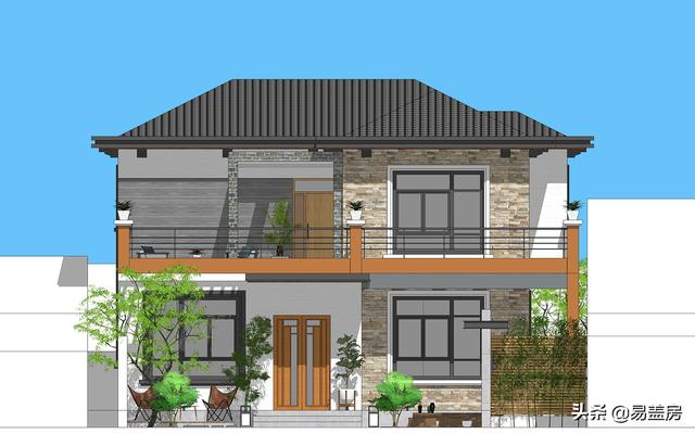 10.8m×12.4m現(xiàn)代二層別墅設(shè)計(jì)圖，舒服老人房農(nóng)村鄉(xiāng)親都羨慕