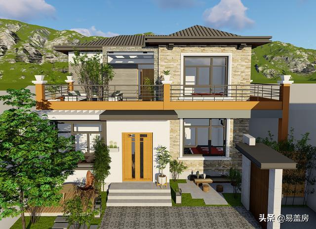 10.8m×12.4m現(xiàn)代二層別墅設(shè)計(jì)圖，舒服老人房農(nóng)村鄉(xiāng)親都羨慕