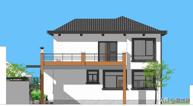 10.8m×12.4m現(xiàn)代二層別墅設(shè)計(jì)圖，舒服老人房農(nóng)村鄉(xiāng)親都羨慕