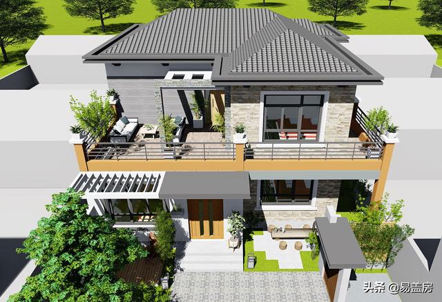 10.8m×12.4m現(xiàn)代二層別墅設(shè)計(jì)圖，舒服老人房農(nóng)村鄉(xiāng)親都羨慕