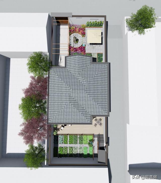 11.2m×12.5m北京一層現(xiàn)代別墅設(shè)計(jì)圖，造價(jià)21萬，落地窗大平臺(tái)真舒服