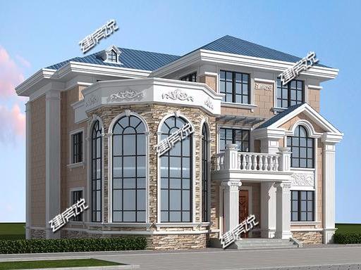 三層新型別墅，帶有挑空客廳和旋轉(zhuǎn)樓梯，時尚大氣。