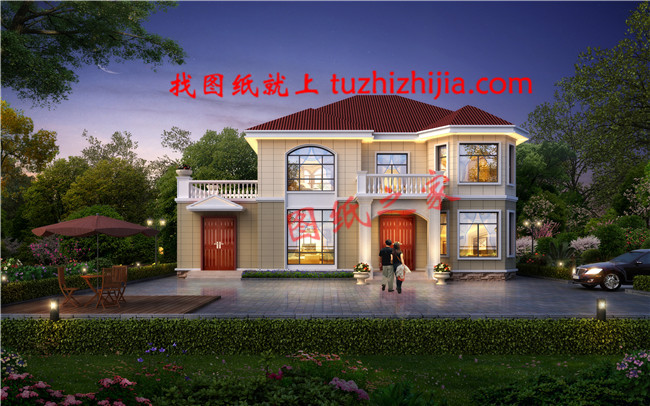 180平米農(nóng)村二層小別墅設計圖，外觀漂亮，帶露臺