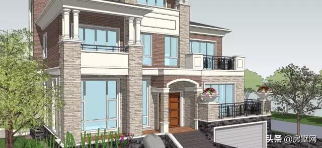 帶雙車庫的新式三層別墅設(shè)計圖，秀雅大方不失大氣?。